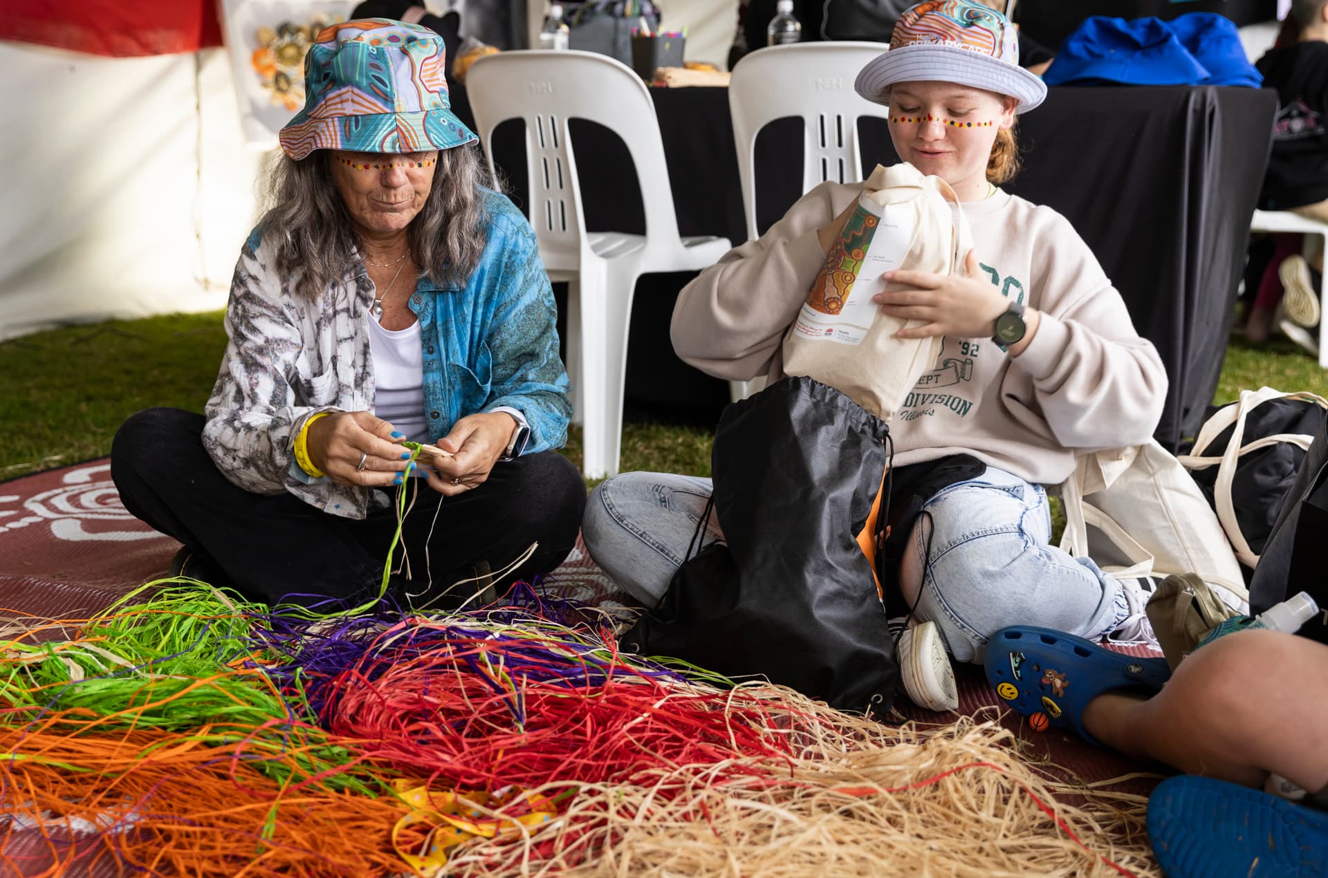 Community weaving workshop gathering